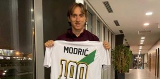 Luka Modric con la maglia dell'Immacolata Alzano, febbraio 2021 (foto © L'Eco di Bergamo)