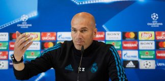 Real Madrid, l'allenatore Zinedine Zidane in conferenza stampa prima della finale di Champions League, 22 maggio 2018 (foto di