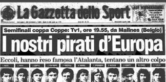 La Gazzetta dello Sport, anno 1988: in prima pagina la finale di Coppa delle Coppe fra Atalanta e Malines