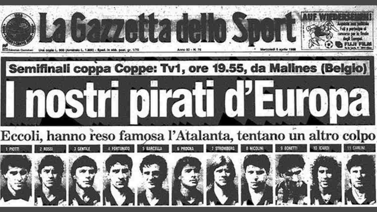 La Gazzetta dello Sport, anno 1988: in prima pagina la finale di Coppa delle Coppe fra Atalanta e Malines