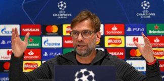Liverpool, il tecnico Jurgen Klopp in conferenza stampa prima della gara con l'Atletico Madrid. Champions League, 11 marzo 2021 (foto di Jan Kruger/Getty Images).