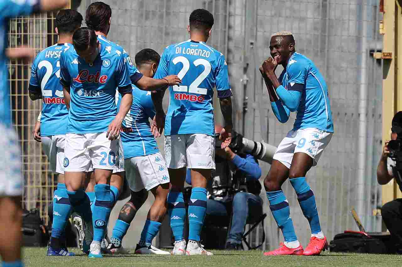 L'esultanza del Napoli contro lo Spezia. Getty Images