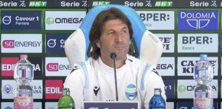 SPAL, il tecnico Massimo rastelli nella conferenza stampa di presentazione della partita con la Cremonese. Serie B, 9 maggio 2021 (foto © SPAL Ferrara).