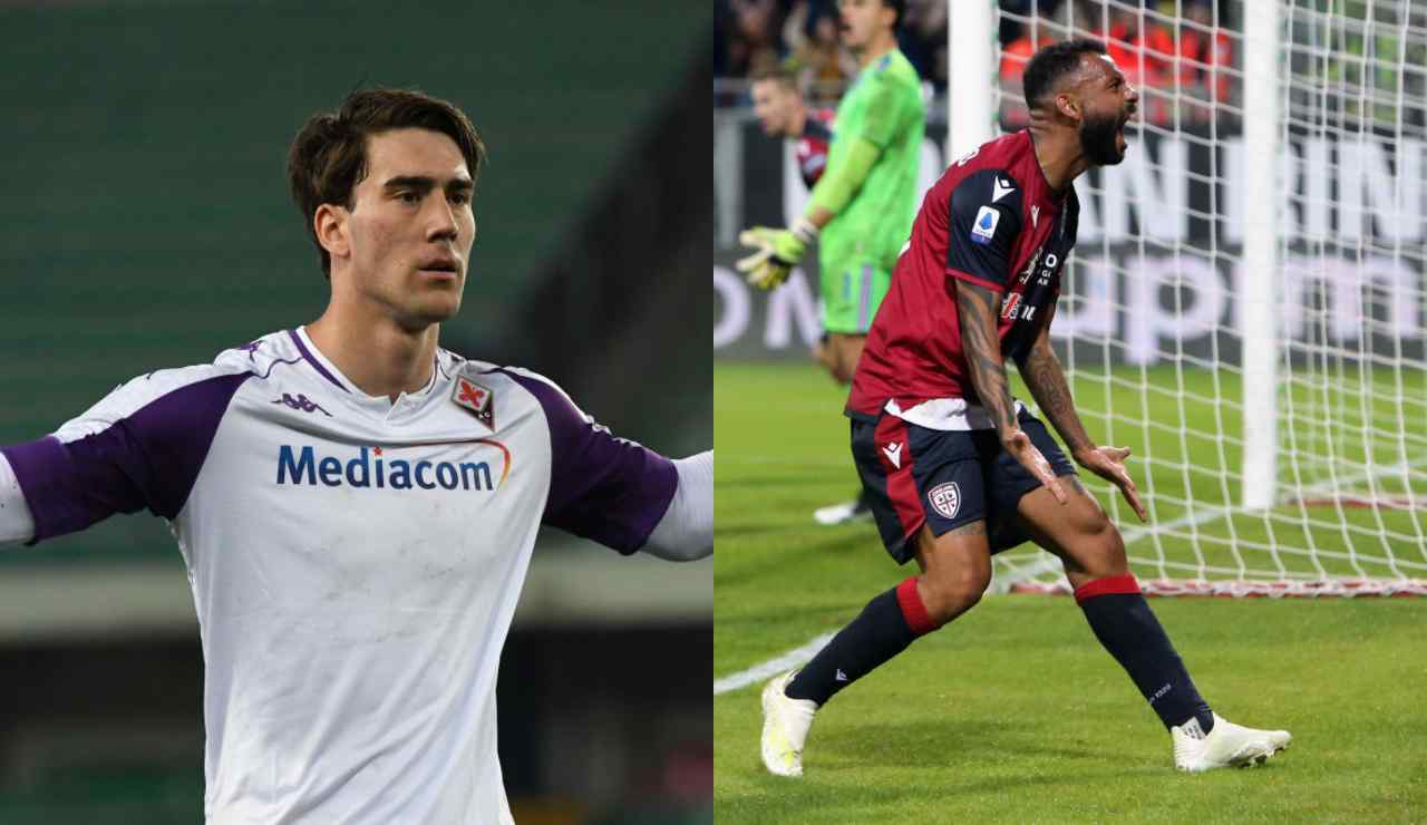 Dusan Vlahovic (attaccante della Fiorentina) e Joao Pedro (attaccante del Cagliari) (credit: Getty Images)