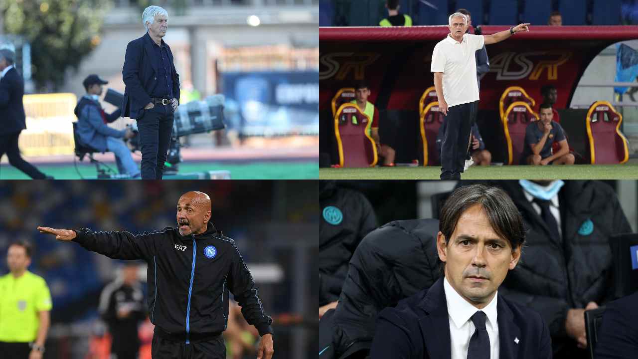 Gasperini, Mourinho, Spalletti e Inzaghi, i 4 allenatori espulsi - credit: Getty Images