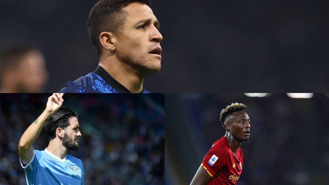 Alexis Sanchez (Inter), Luis Alberto (Lazio) e Abraham (Roma) - credit: Getty Images