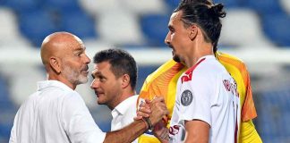 Stefano Pioli (allenatore del Milan) e Zlatan Ibrahimovic (attaccante del Milan) (credit: Getty Images)