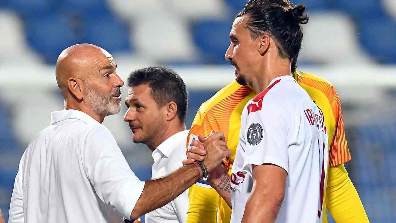 Stefano Pioli (allenatore del Milan) e Zlatan Ibrahimovic (attaccante del Milan) (credit: Getty Images)