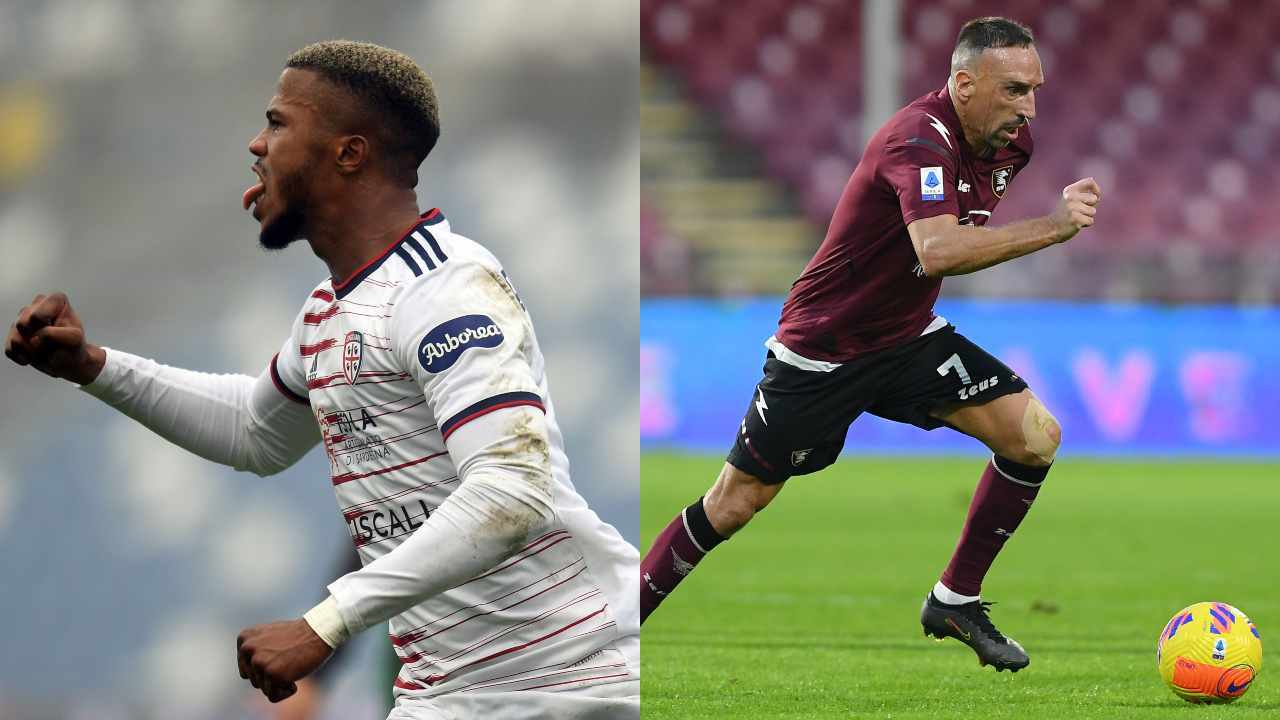 Keita Balde e Franck Ribery, attaccanti di Cagliari e Salernitana - credits: Getty Images. Sportmeteoweek