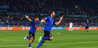 Locatelli festeggia un gol contro la Svizzera agli Europei - credit: Getty Images. Sportmeteoweek