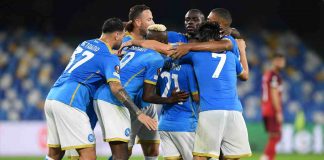Il Napoli che festeggia la vittoria dell'andata col Legia Varsavia - credit Getty Images. Sportmeteoweek
