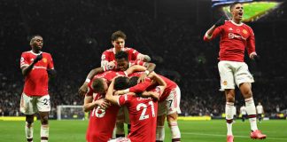 Il Manchester United che festeggia un gol in casa del Tottenham - credits: Getty Images. Sportmeteoweek