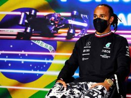 Lewis Hamilton in conferenza stampa (Credit Foto Getty Images)