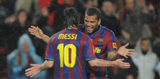 Dani Alves e Messi col Barcellona - credit: Getty Images. Sportmeteoweek