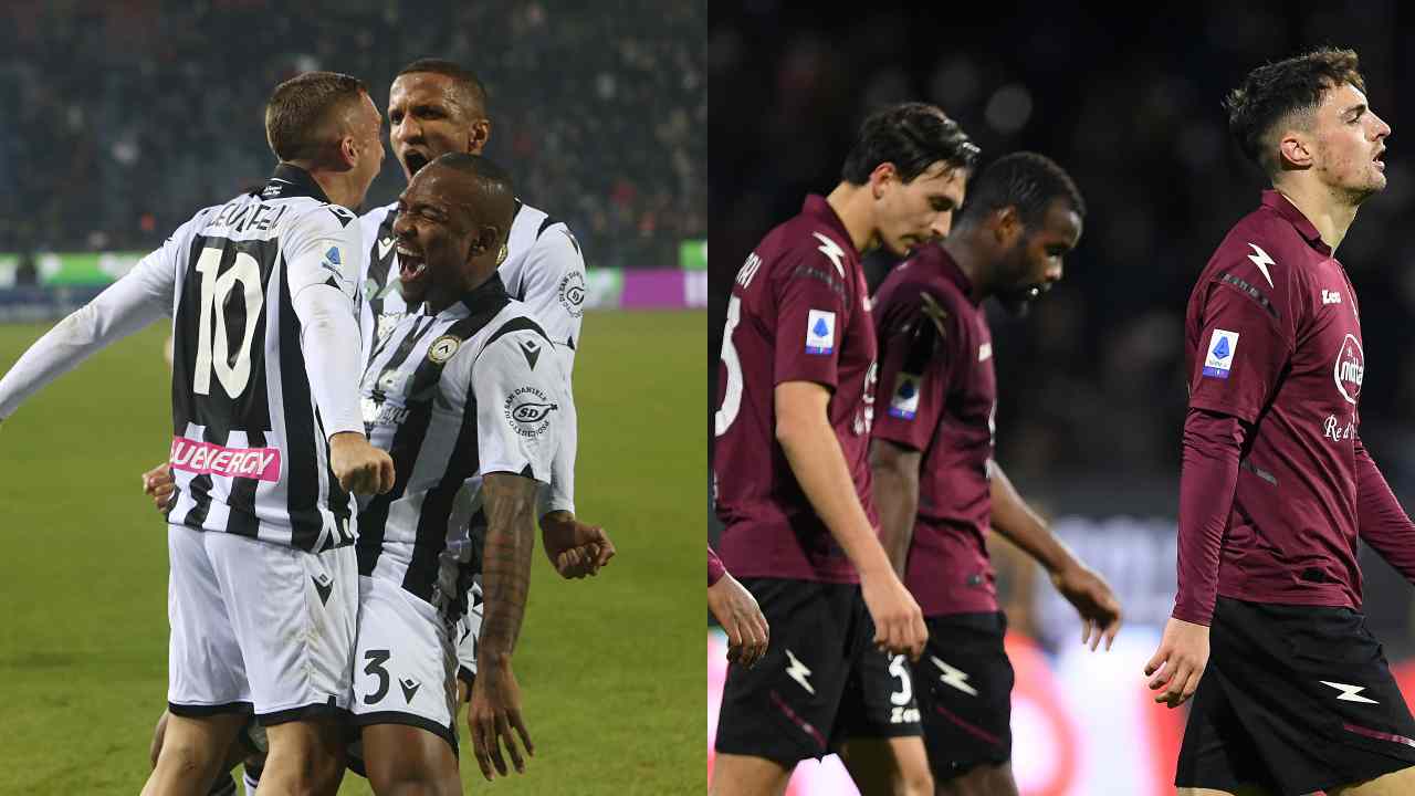Giocatori di Udinese e Salernitana - credits: Getty Images. Sportmeteoweek