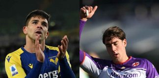 Simeone e Vlahovic, bomber di Hellas Verona e Fiorentina - credits: Getty Images. Sportmeteoweek