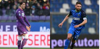Dusan Vlahovic, attaccante della Fiorentina e Domenico Berardi, attaccante del Sassuolo (credit: Getty Images)