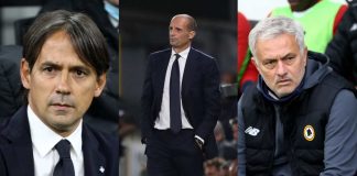 Simone Inzaghi, allenatore dell'Inter, Massimiliano Allegri, allenatore della Juventus e José Mourinho, allenatore della Roma (credit: Getty Images)