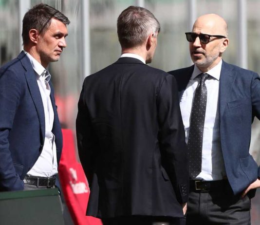 Da sinistra a destra Paolo Maldini, Frederic Massara e Ivan Gazidis (credit: Getty Images)