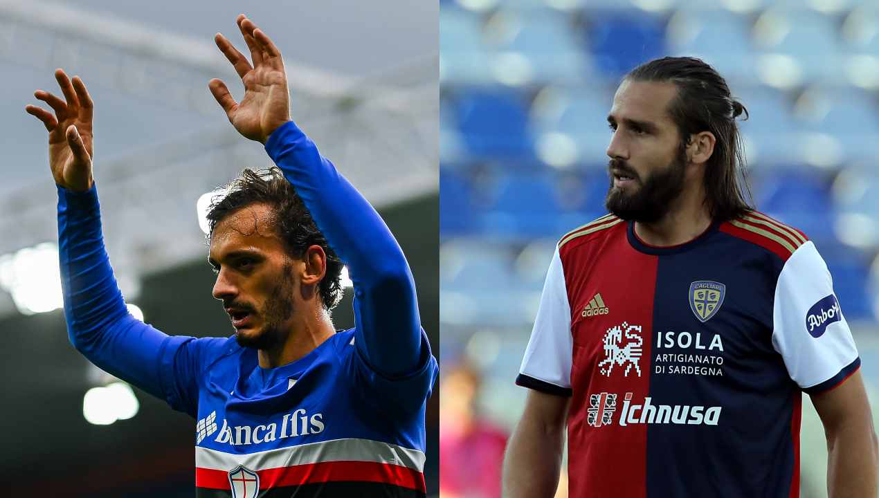 Gabbiadini e Pavoletti, attacanti di Sampdoria e Cagliari - credits: Getty Images. Sportmeteoweek