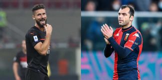 Giroud (Milan) e Pandev (Genoa) - credits: Getty Images. Sportmeteoweek