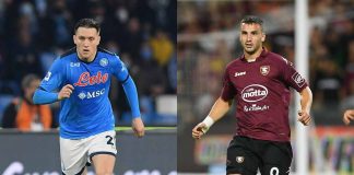 Zielinski e Bonazzoli, giocatori di Napoli e Salernitana - credits: Getty Images. Sportmeteoweek