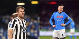 Ramsey e Zielinski, giocatori di Juventus e Napoli - credits: Getty Images. Sportmeteoweek