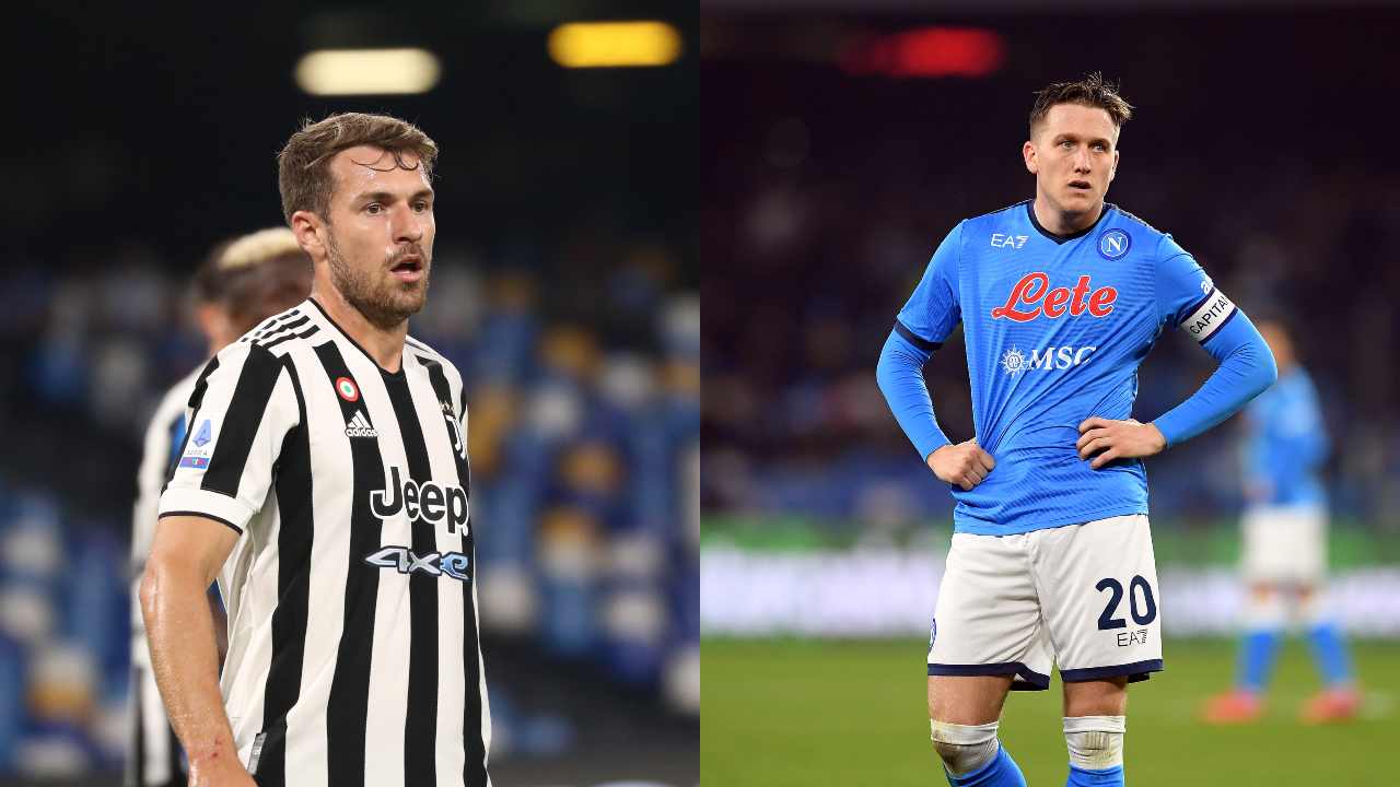 Ramsey e Zielinski, giocatori di Juventus e Napoli - credits: Getty Images. Sportmeteoweek