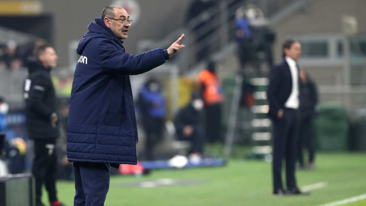 Maurizio Sarri, allenatore della Lazio, durante il match contro l'Inter (Credit Foto Getty Images)