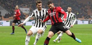 Scontro tra Theo e Rugani di Milan Juventus - credits: Getty Images. Sportmeteoweek