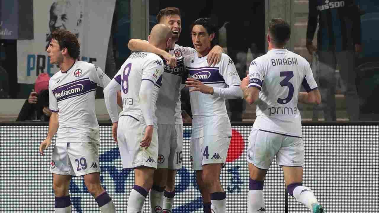 La Fiorentina festeggia il gol di Piatek - credits: Getty Images. Sportmeteoweek
