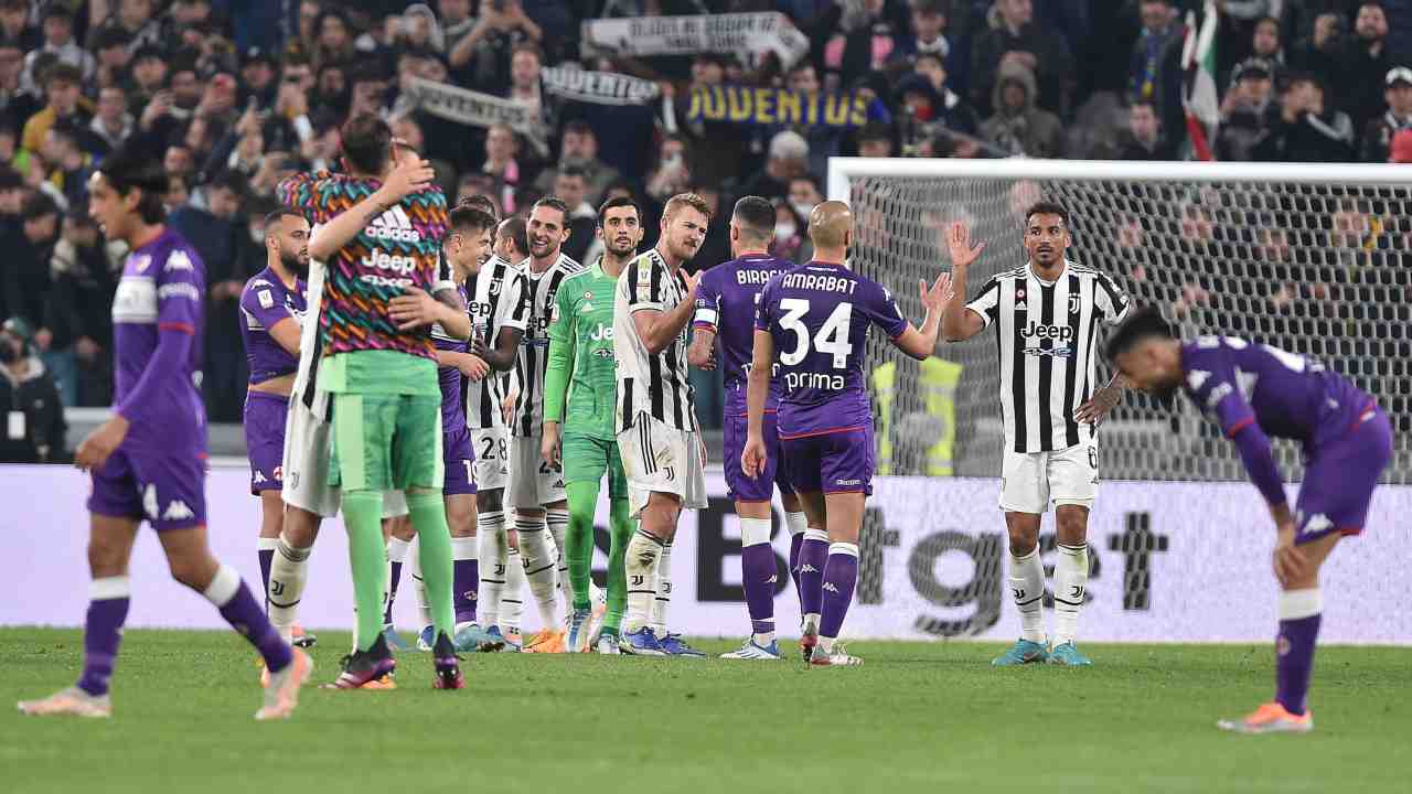 Festeggiamenti e delusione al termine di Juventus - Fiorentina (Credit Foto Ansa)