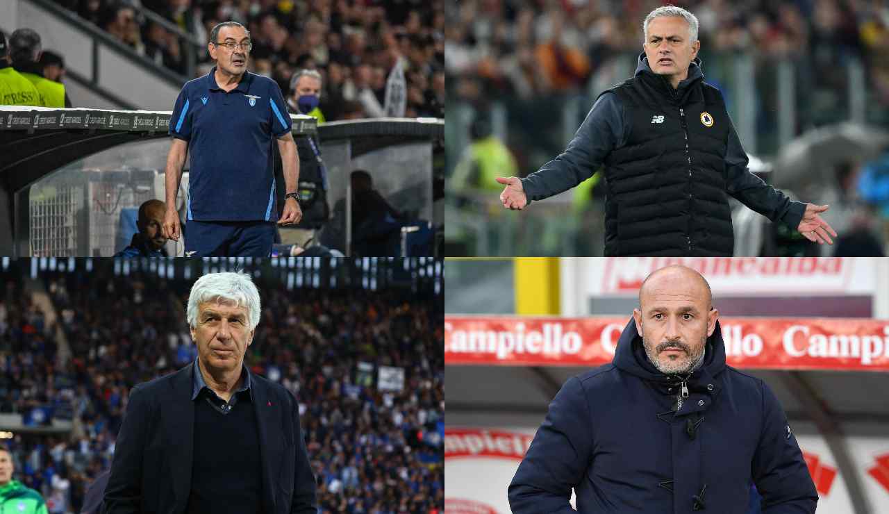 Sarri, Mourinho, Gasperini e Italiano (credit: Ansa)