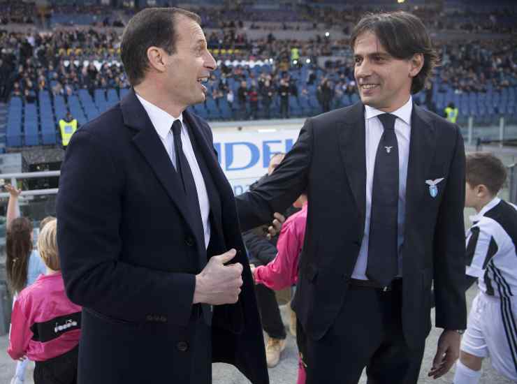 Allegri e Inzaghi in un confronto passato tra Juventus e Lazio (credit: Ansa)